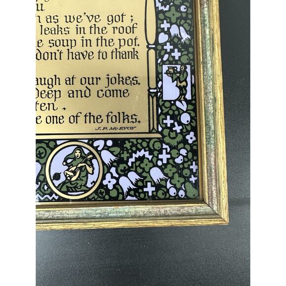Antique Celtic 1922 WELCOME GUEST Poem Art Nouveau Framed Artist JP Mc Evoy - Picture 4 of 9